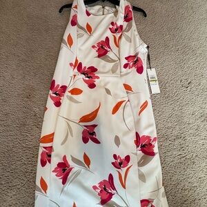 Calvin Klein Floral Midi Dress - White, Pink, and Orange